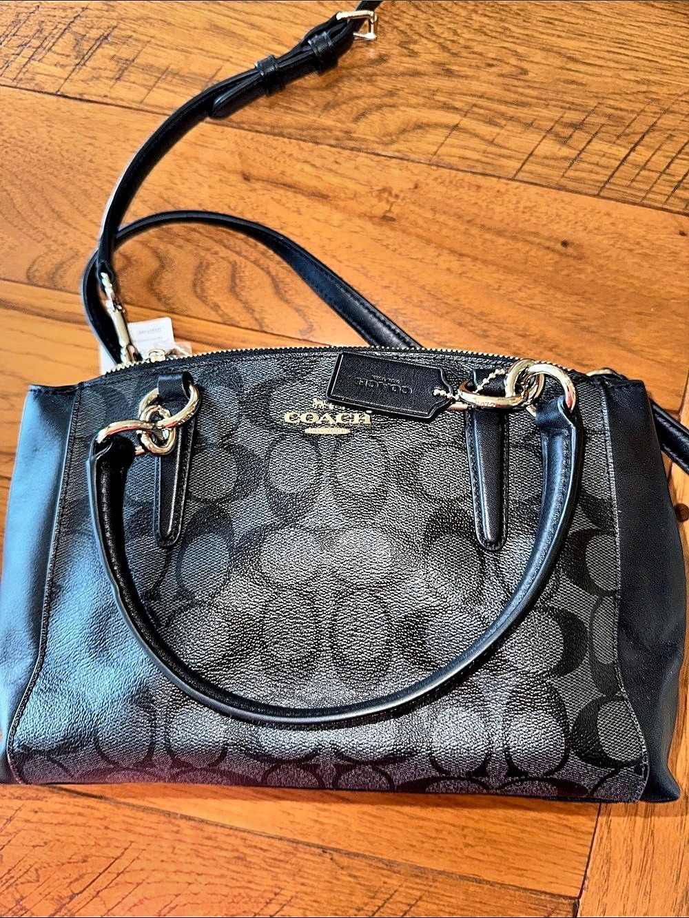 Coach Small Town Bucket Bag In Signature Canvas Black Satchel